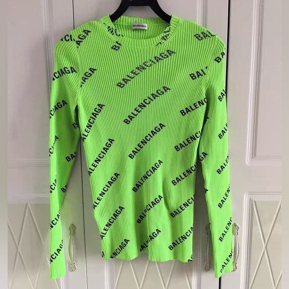 Balenciaga Tops - Authentic Balenciaga Vibrant Green Ribbed Knit